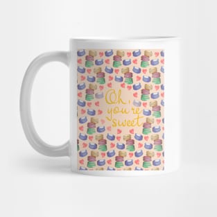 Oh Youre Sweet Macaron Dreams Watercolour Red Gold Mug